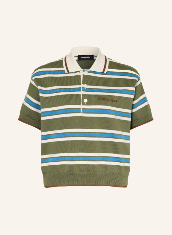DSQUARED2 Strick-Poloshirt GRÜN / BRAUN / BLAU