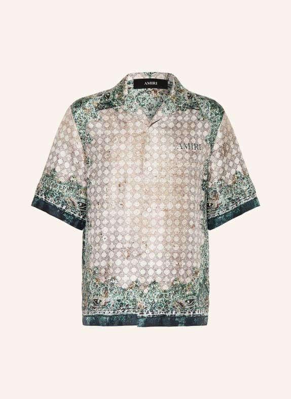 AMIRI Resorthemd Comfort Fit aus Seide BEIGE / DUNKELGRÜN