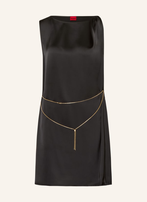 HUGO KOBERI satin shift dress BLACK