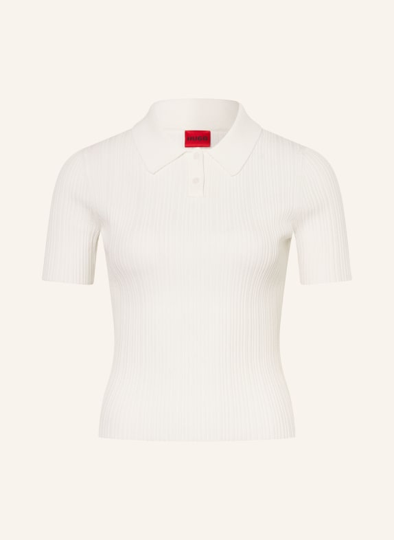 HUGO Knitted polo shirt SAREPLETTE CREAM