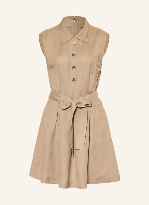 HUGO Hemdblusenkleid KALEISI mit Leinen HELLBRAUN
