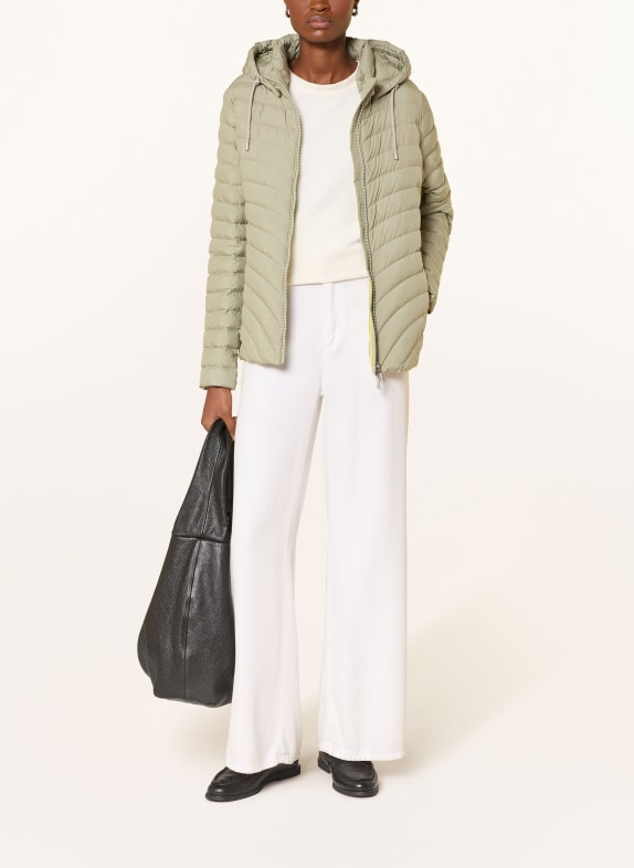 FUCHS SCHMITT Kurtka pikowana z odpinanym kapturem JASNOZIELONY