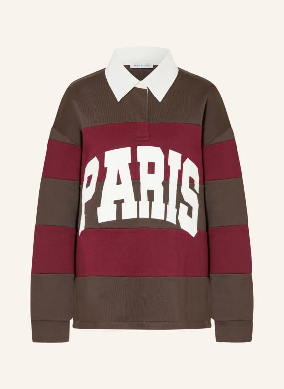 MRS & HUGS Jerseyové polo tričko TMAVĚ ČERVENÁ / HNĚDÁ / KRÉMOVÁ