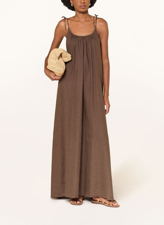 MRS & HUGS plátěné šaty TMAVĚ HNĚDÁ