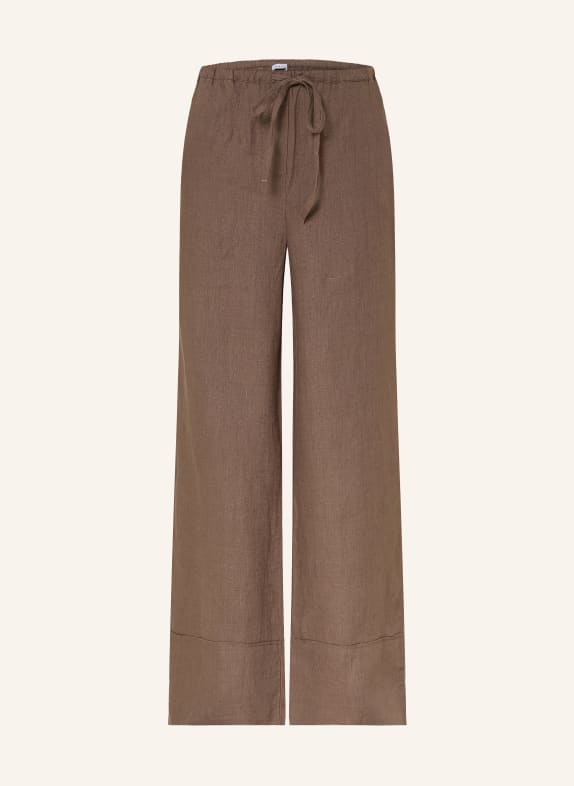 MRS & HUGS Linen wide-leg pants DARK BROWN