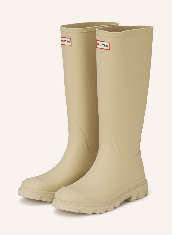 HUNTER DOWNPOUR TALL rubber boots BEIGE / RED / BLACK