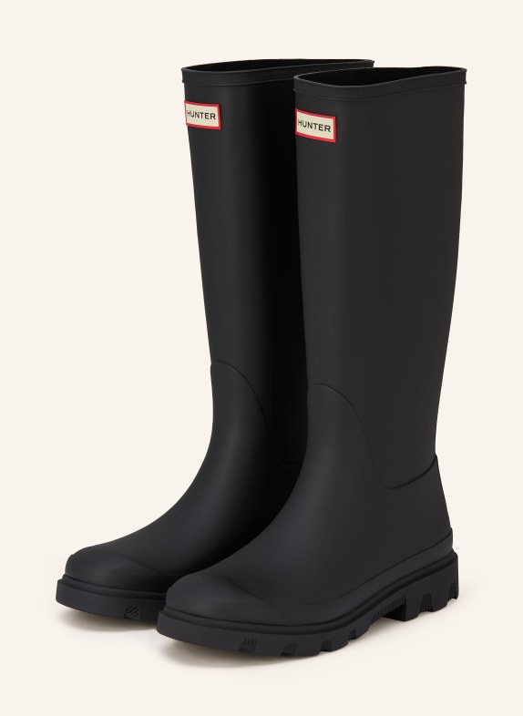 HUNTER DOWNPOUR TALL rubber boots BLACK / CREAM / RED