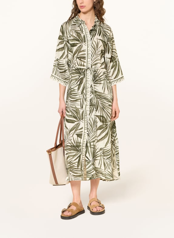 BOGNER Robe chemise CATELYN en lin à manches 3/4 GROEN / ÉCRU / VERT