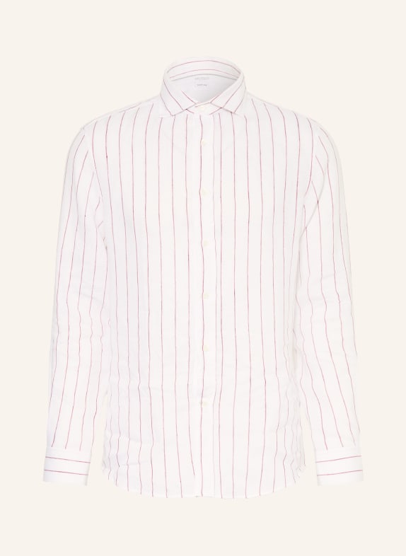 BRUNELLO CUCINELLI Regular fit linen shirt WHITE / DARK RED