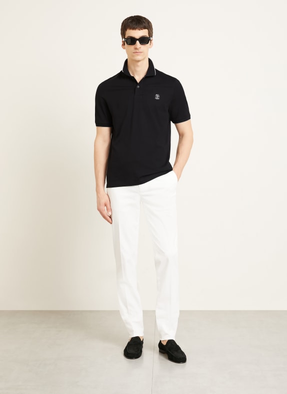 BRUNELLO CUCINELLI Jersey poloshirt ZWART / GRIJS