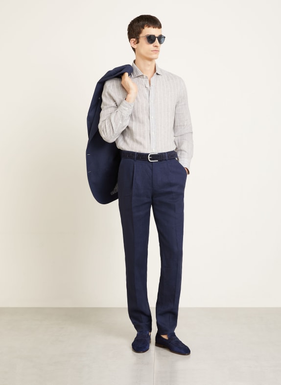 BRUNELLO CUCINELLI Linnen overhemd Easy Fit GRIJS / WIT
