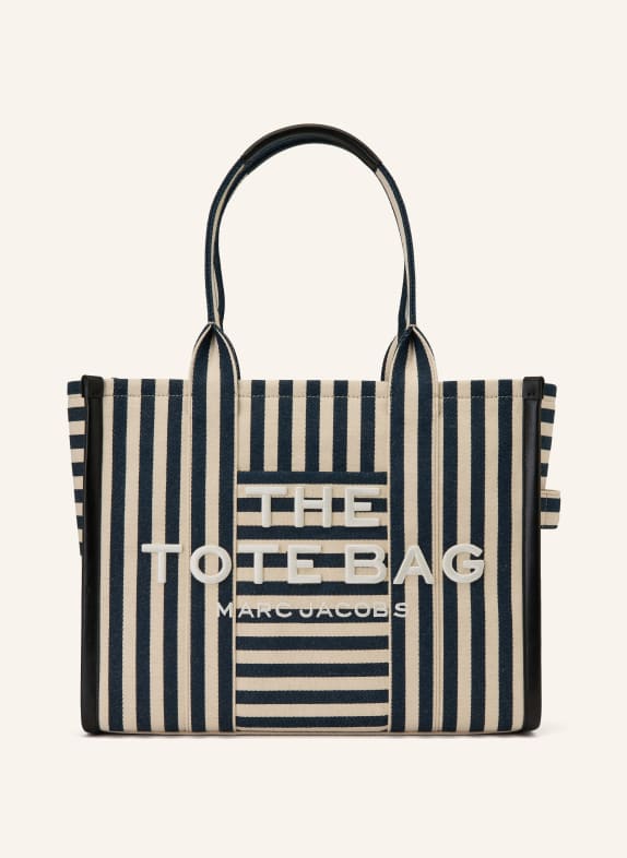 MARC JACOBS Shopper THE LARGE TOTE STRIPED CANVAS DUNKELBLAU / CREME