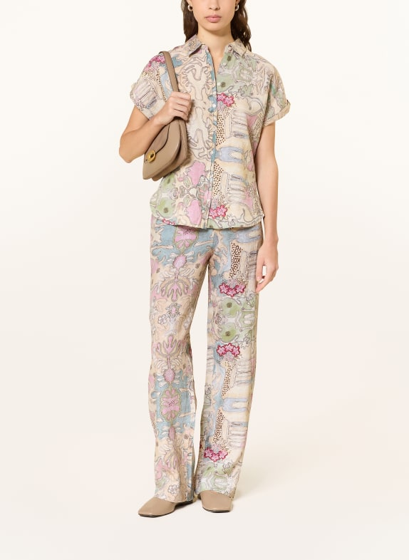 (THE MERCER) N.Y. linnen broek BEIGE / ROZE / GROEN