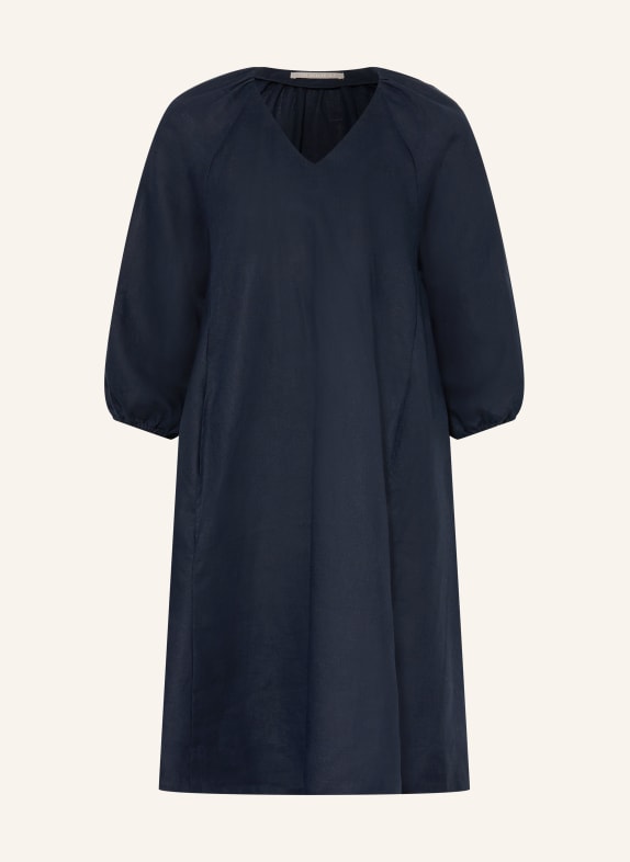 (THE MERCER) N.Y. Linen dress with 3/4 sleeves DARK BLUE