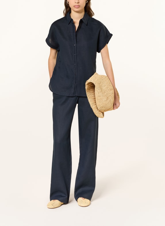 (THE MERCER) N.Y. Linnen overhemdblouse DONKERBLAUW