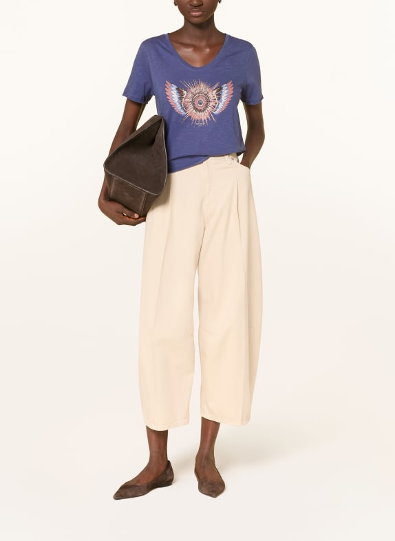 MOS MOSH T-shirt MMROMI met sierstenen DONKERBLAUW / ROSÉ / CRÈME