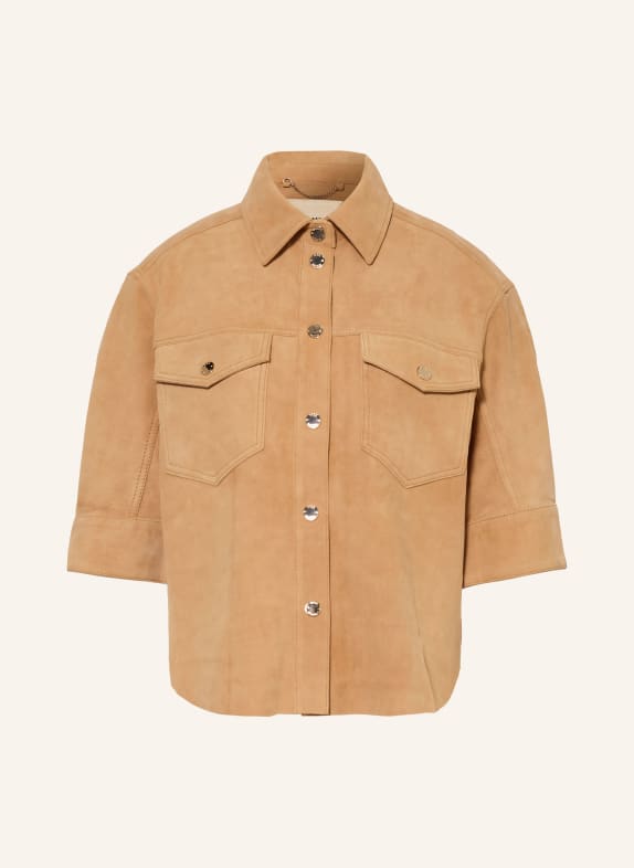 MOS MOSH Leather blouse MMSIGGA LIGHT BROWN