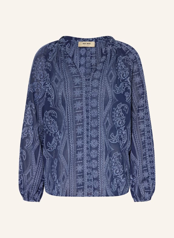 MOS MOSH MMGATA blouse shirt with 3/4 sleeves DARK BLUE / BROWN / LIGHT BLUE