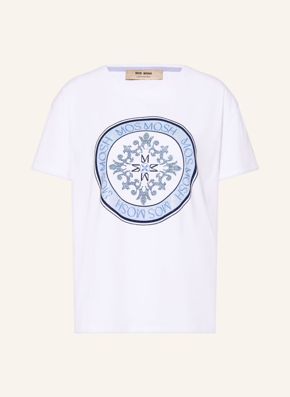 MOS MOSH Tričko MMJUDD s ozdobnými kameny BÍLÁ / TMAVĚ MODRÁ / TMAVĚ MODRÁ