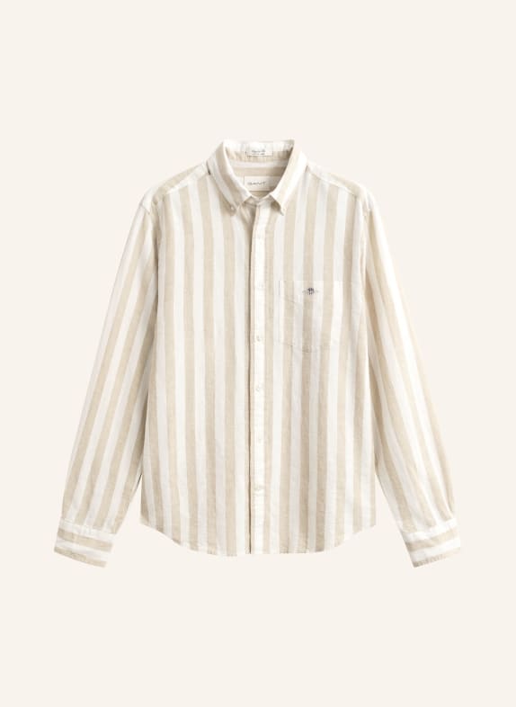 GANT Hemd Regular Fit mit Leinen BEIGE / CREME