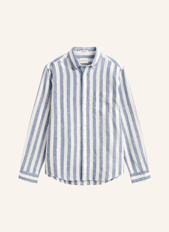 GANT Košile Regular Fit s lnem MODRÁ / BÍLÁ