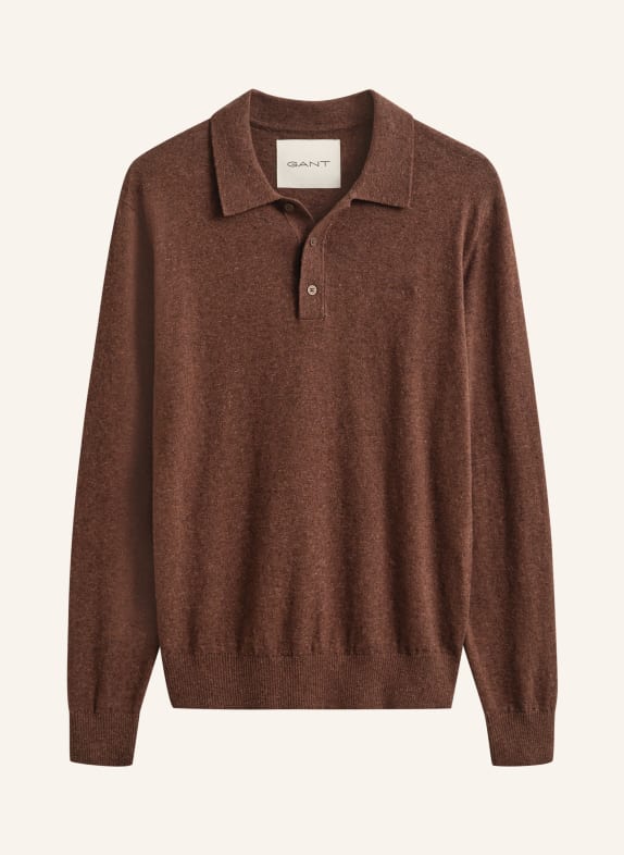 GANT Strick-Poloshirt mit Leinen BRAUN