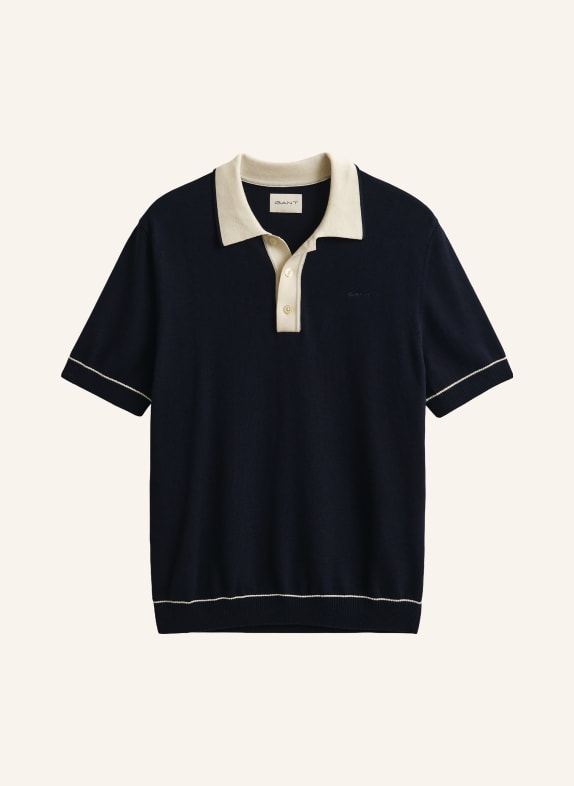 GANT Strick-Poloshirt DUNKELBLAU / CREME