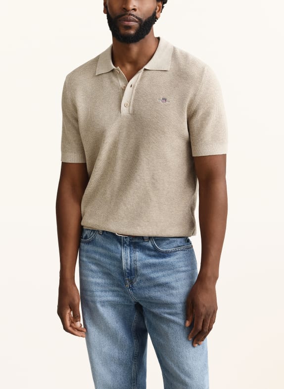 GANT Stickad pikétröja BEIGE