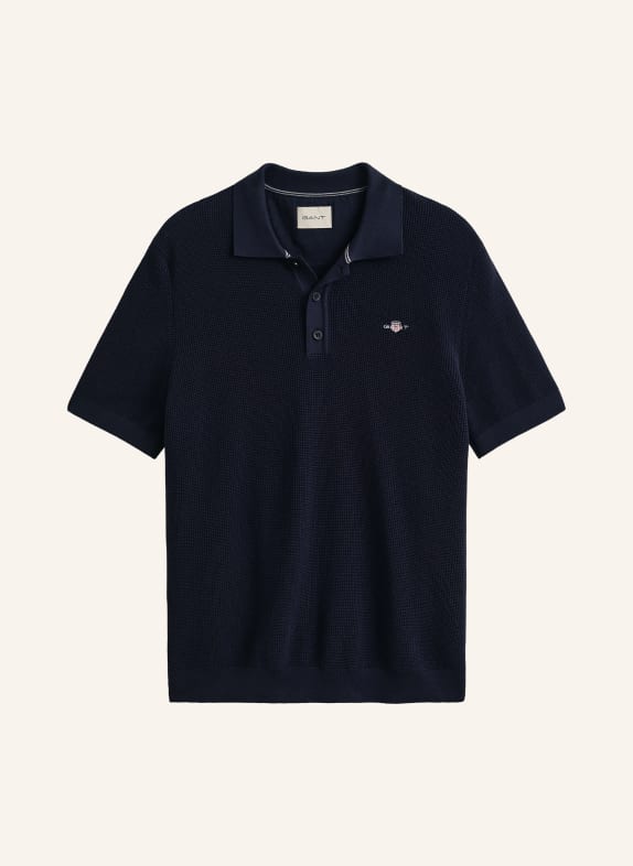 GANT Strick-Poloshirt DUNKELBLAU