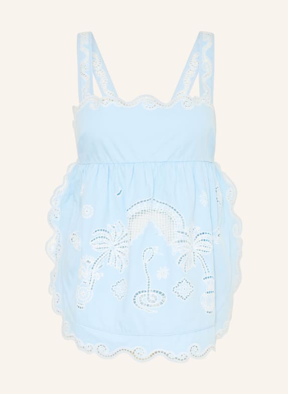 ALÉMAIS Top MAIZY mit Lochspitze HELLBLAU / WEISS