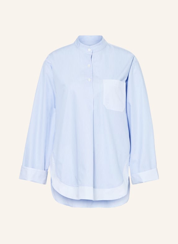 MOS MOSH Blusenshirt MMBRONWYN im Materialmix HELLBLAU / DUNKELBLAU / WEISS