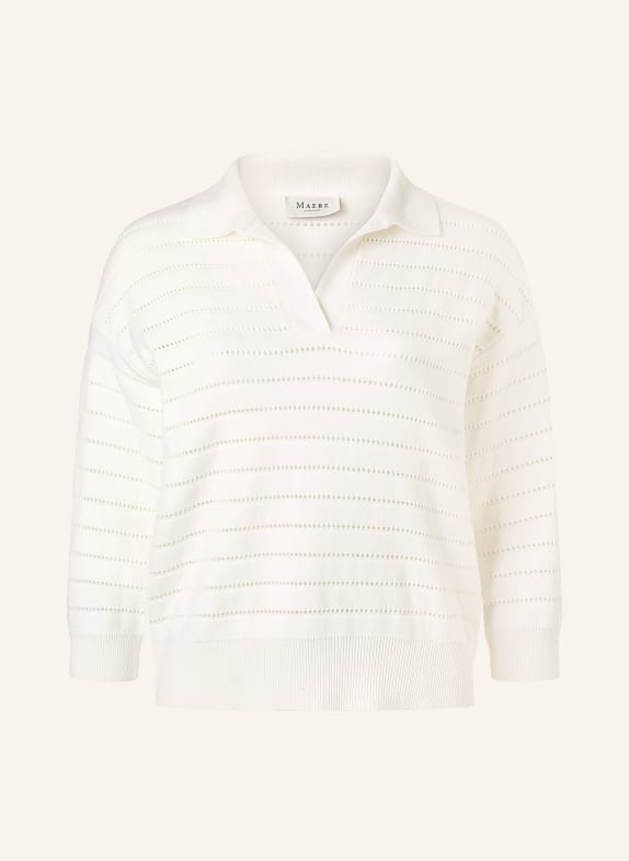 MAERZ MUENCHEN Pletené polo tričko s 3/4 rukávem KRÉMOVÁ
