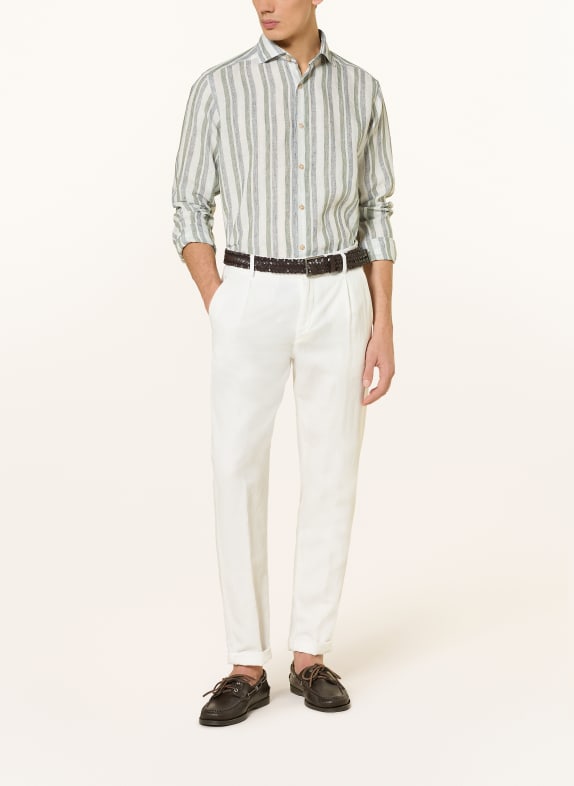 ETON Linnen overhemd Regular Fit WIT / GRIJS / OLIJF