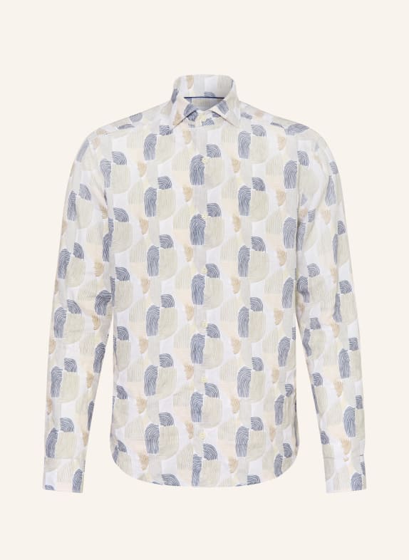 ETON Lněná košile Casual Fit BÍLÁ / KHAKI / TMAVĚ MODRÁ