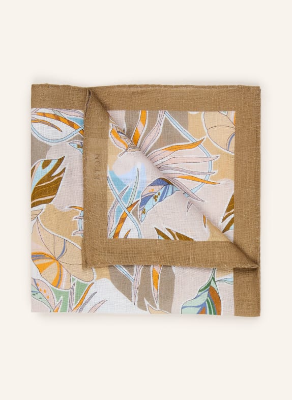 ETON Linen pocket square CAMEL / ORANGE / LIGHT BLUE