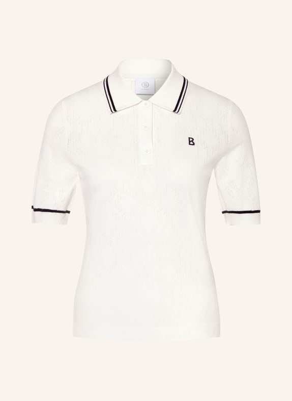 BOGNER Pletené polo tričko MANDY BÍLÁ / TMAVĚ MODRÁ / ČERNÁ