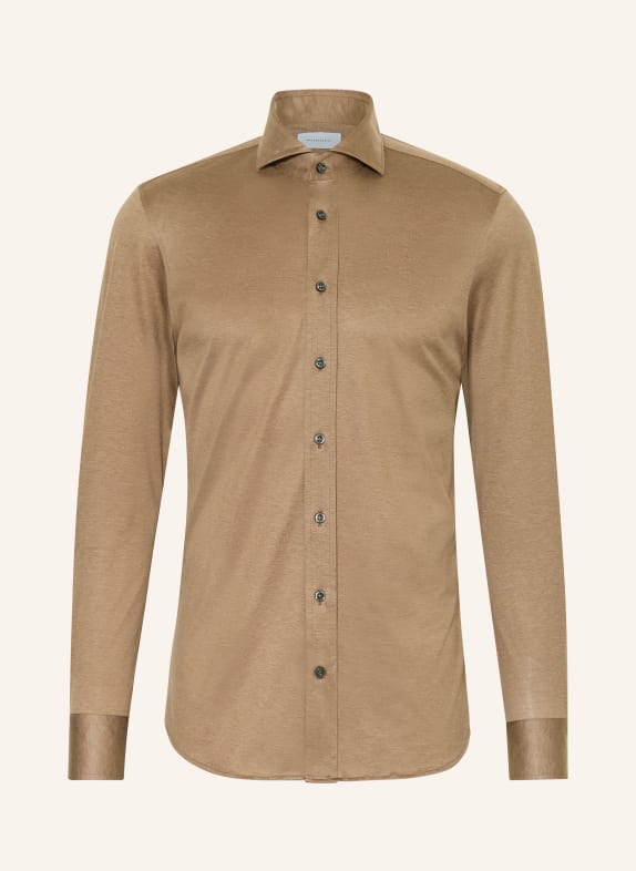 BALDESSARINI Jerseyová košile HUGH Slim Fit SVĚTLE HNĚDÁ