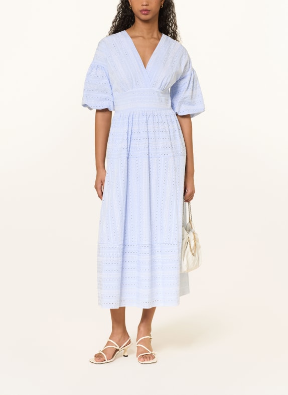 van Laack Šaty VL-KAMELA-SGE z krajky s otvory TMAVĚ MODRÁ / BÍLÁ