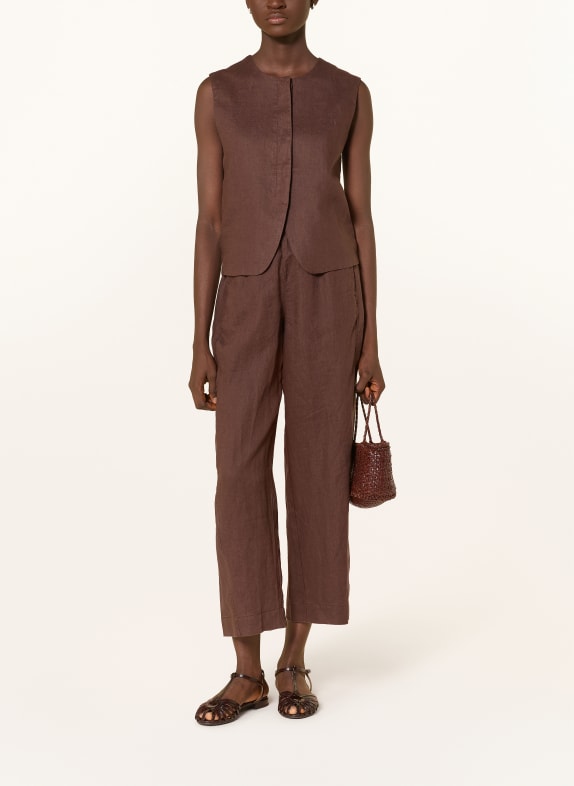 YERSE Gilet en lin RITA MARRON FONCÉ