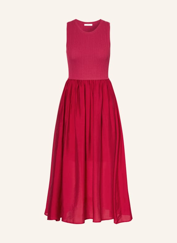 YERSE Šaty WATTS z kombinace materiálů ČERVENÁ