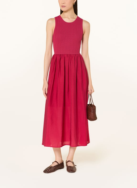YERSE Šaty WATTS z kombinace materiálů ČERVENÁ