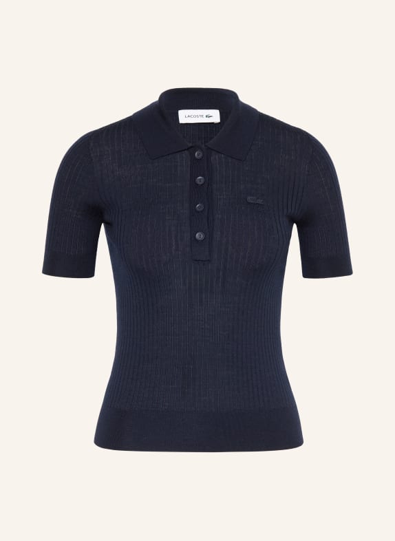LACOSTE Pletené polo tričko z merino vlny TMAVĚ MODRÁ