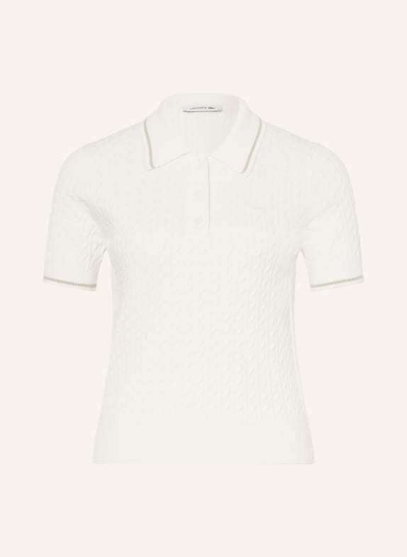 LACOSTE Pletené polo tričko BÍLÁ / BÉŽOVÁ