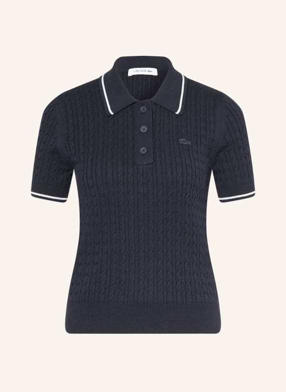 LACOSTE Pletené polo tričko TMAVĚ MODRÁ / BÍLÁ