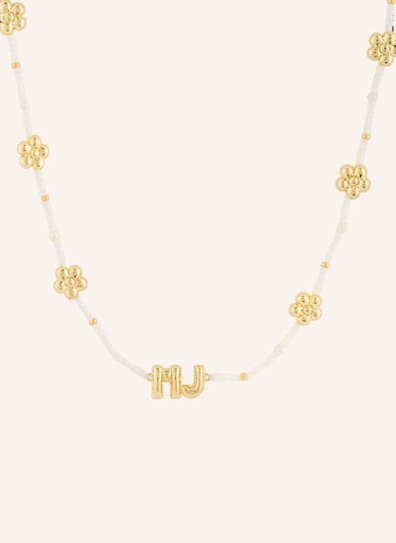 MARC JACOBS Halskette THE BEADED MJ BALLOON NECKLACE GOLD / WEISS