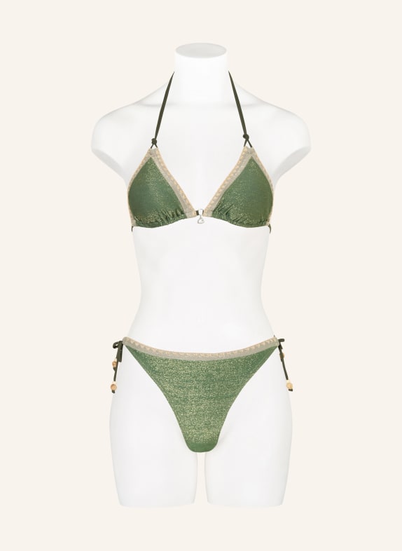 BANANA MOON Triangelbikini BLUCOSTORA SHIN met glitterstof GROEN / BEIGE