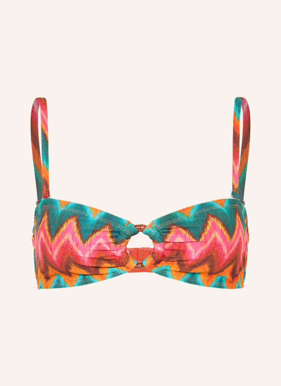 BANANA MOON MYERO NALIKA bandeau bikini top with glitter thread TEAL / PINK / DARK RED