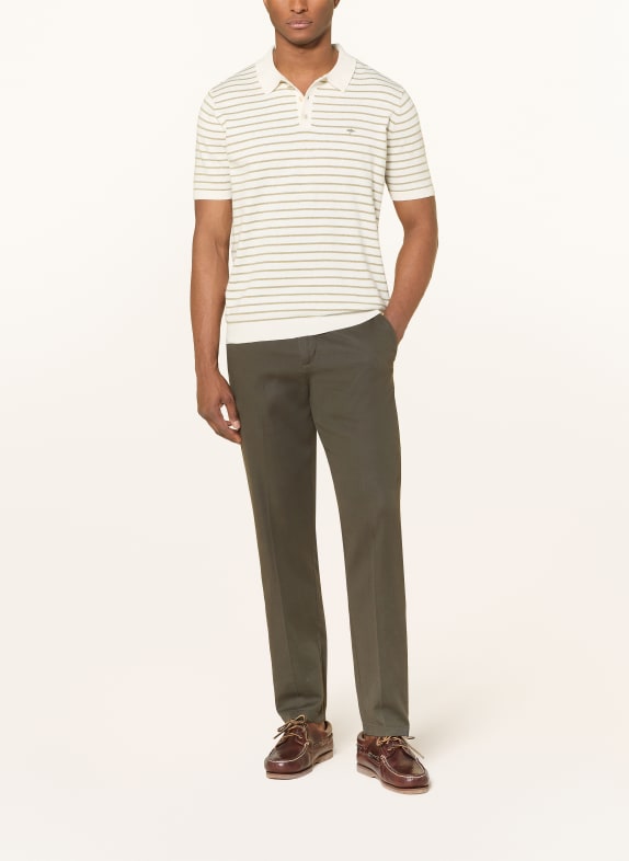 FYNCH-HATTON Gebreid poloshirt CRÈME / KAKI