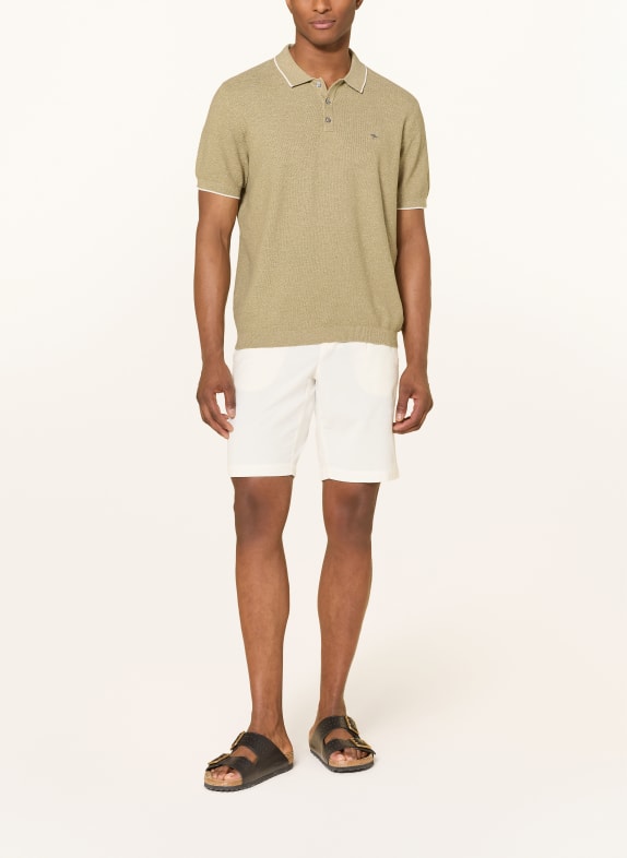 FYNCH-HATTON Gebreid poloshirt LICHTGROEN / WIT