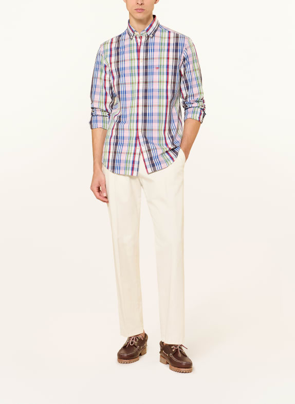 FYNCH-HATTON Overhemd Regular Fit DONKERROOD / GROEN / BLAUW